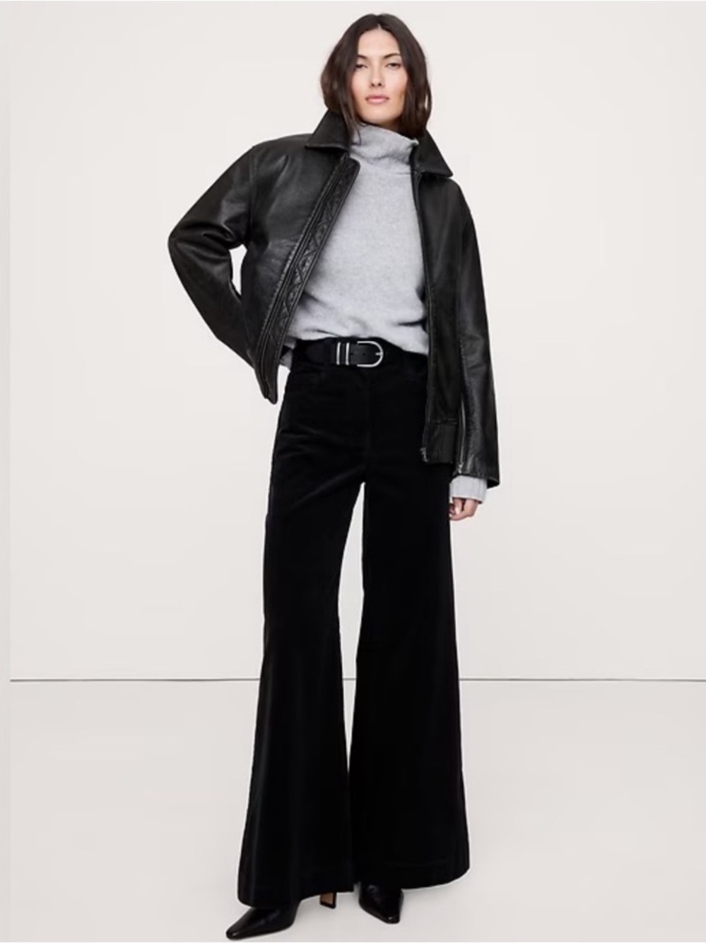 NEW! Banana Republic Black High-Rise Wide-Leg Corduroy Pant 826930 📀3️⃣
